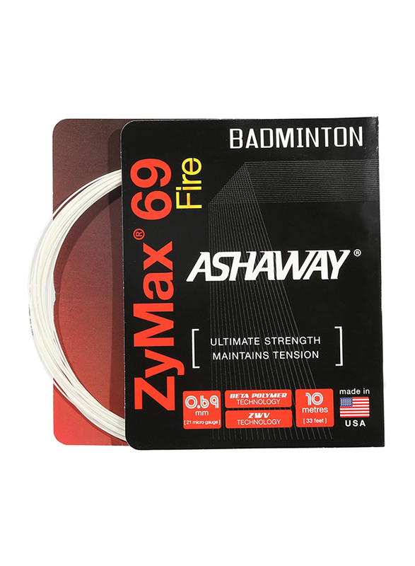 

Ashaway Zymax 69 Fire Badminton String, 0.69mm, White