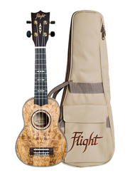 Flight DUS410QA Soprano Ukulele with Aquila Super Nylgut Strings, Walnut Fingerboard, Brown