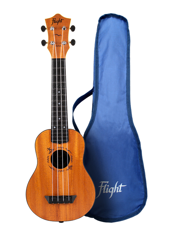 Flight TUS53 Mahogany Soprano Travel Ukulele with Open Geared Tuners, ABS Fingerboard, Brown