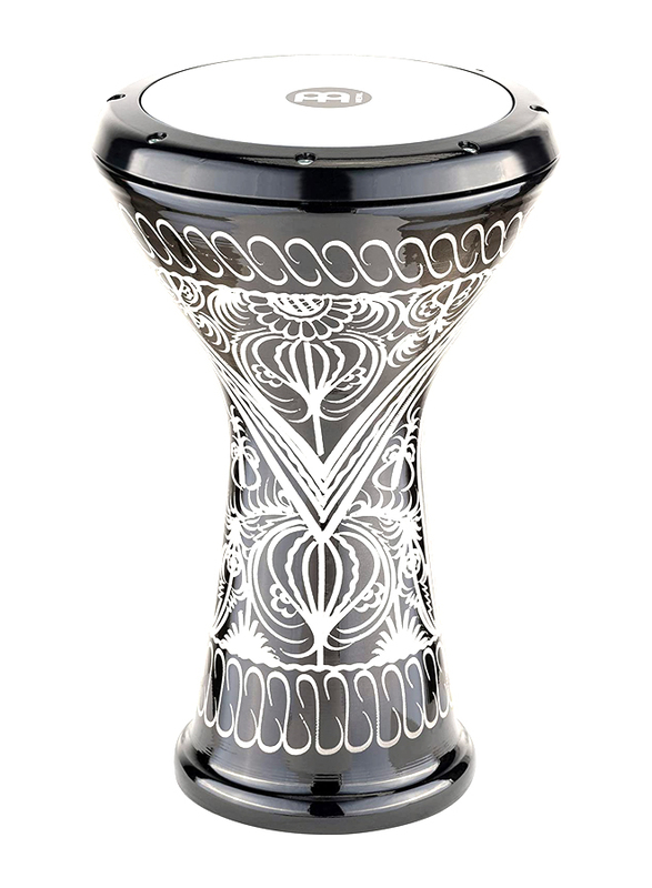 Meinl HE-3018 Hand Engraved Aluminum Doumbek, Synthetic Head, Black