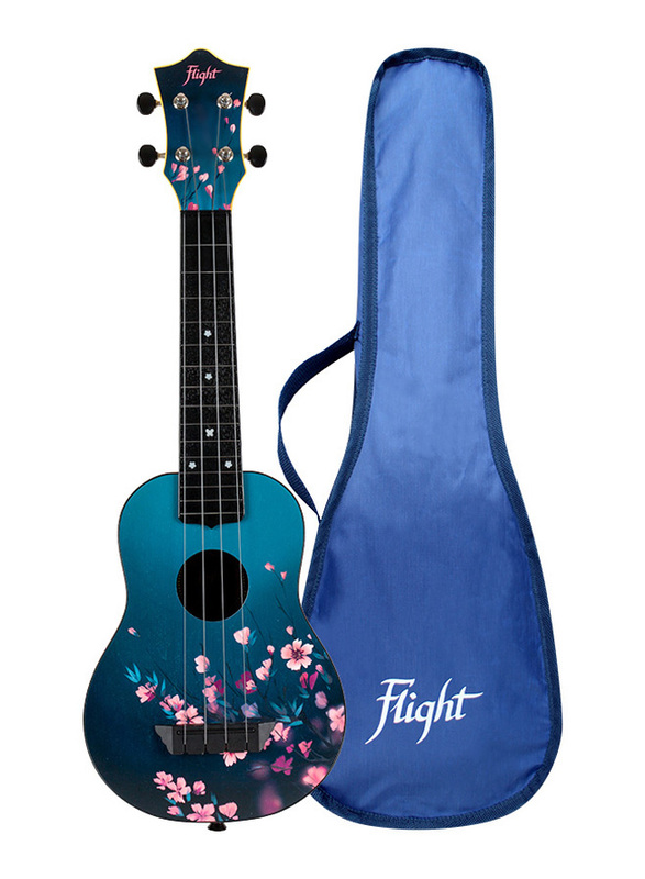 Flight TUS32 Sakura Flight Soprano Travel Ukulele Aquila Super Nylgut Strings, ABS Fingerboard, Cherry Blossom Print