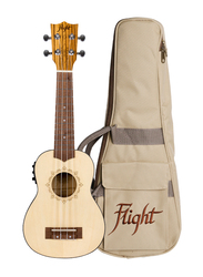 Flight DUS320EQSPZEB Soprano Electro Acoustic Ukulele, Walnut Fingerboard, Brown