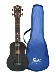 Flight TUS35 Soprano Travel Ukulele Aquila Super Nylgut Strings, ABS Fingerboard, Black