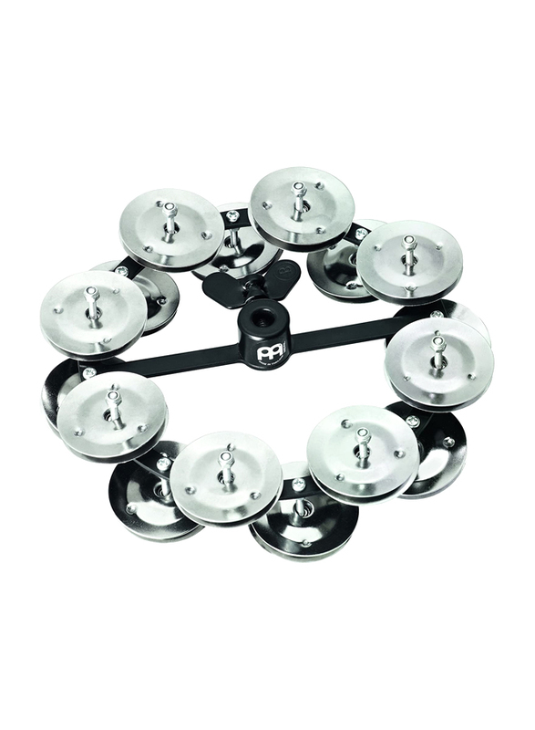 Meinl HTHH2BK Hi-Hat Tambourine Double Row with Stainless Steel Jingles, Black