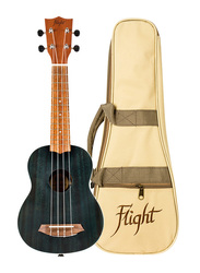 Flight NUS380TOPAZ Soprano Ukulele with Laser Engraved Rosette, Walnut Fingerboard, Dark Blue