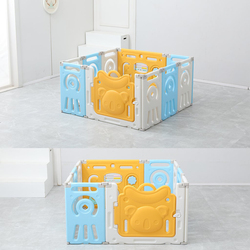 HOCC Koala Theme 10 Panel Baby Play Pens, White/Blue/Yellow