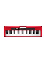 Casio CTS-200RD+ADE95100-R Portable Keyboard with Adaptor, 61 Keys, Red