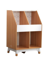KidKraft Mid-Century Kid Bin Storage Unit, Brown/White