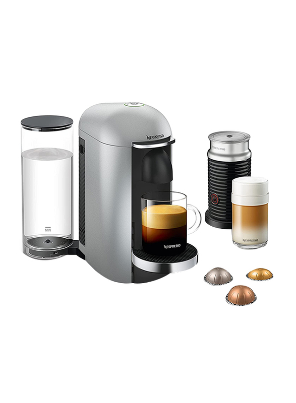 

Nespresso 1.8L Vertuo Plus Coffee Machine with Aeroccino Milk Frother, 1200W, GCB2-BU-SI, Silver