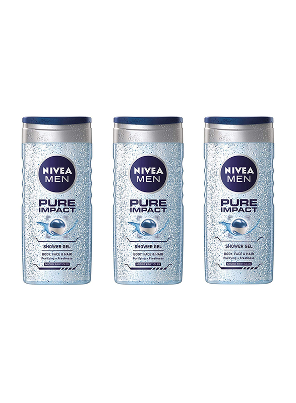 

Nivea Pure Impact Shower Gel for Men, 250ml, 3 Pieces