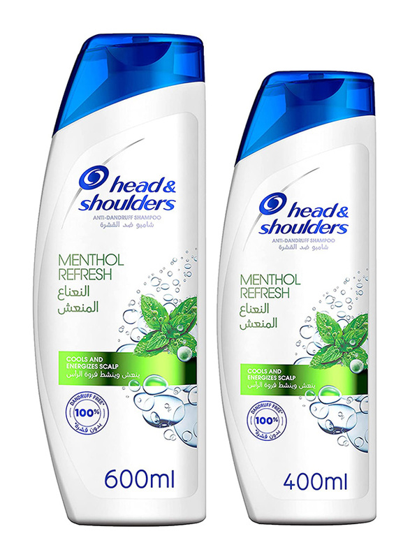 

Head & Shoulders Menthol Refresh Anti-Dandruff Shampoo for All Hair Types, 600ml + 400ml, 2 Pieces