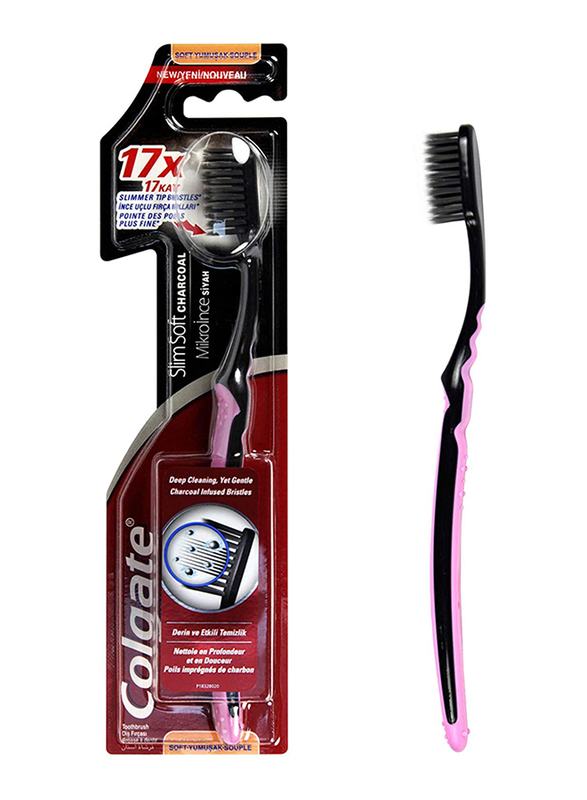 

Colgate Slim Charcoal Toothbrush, Black/Pink, Soft