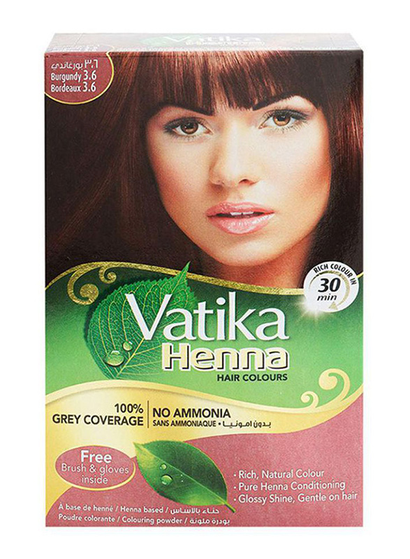 Vatika Henna Hair Colours, 6 x 10g, Burgundy   - Dubai