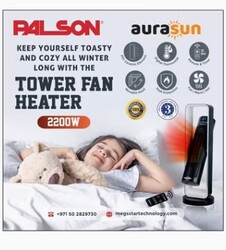 Palson AURASUN Tower Fan Heater 2200W with Remote and 3 Year Warranty