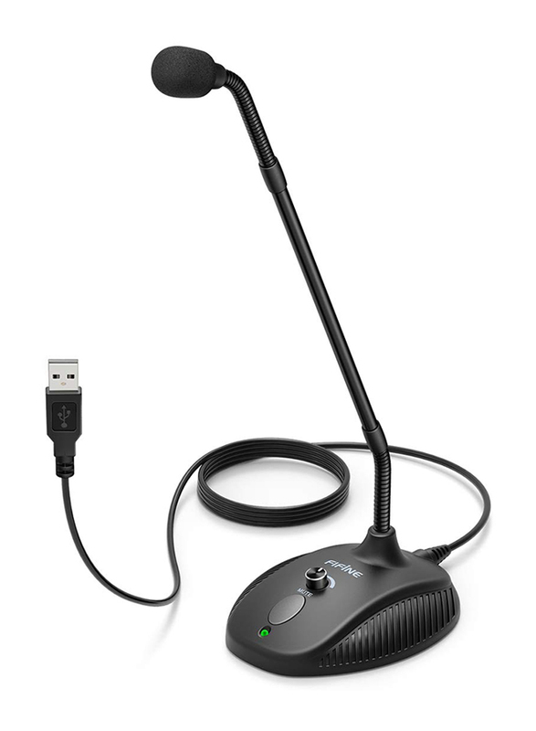 

FIFINE K052 USB Desktop Gooseneck Microphone, with Mute Button & LED Indicator for Windows/Mac, Black