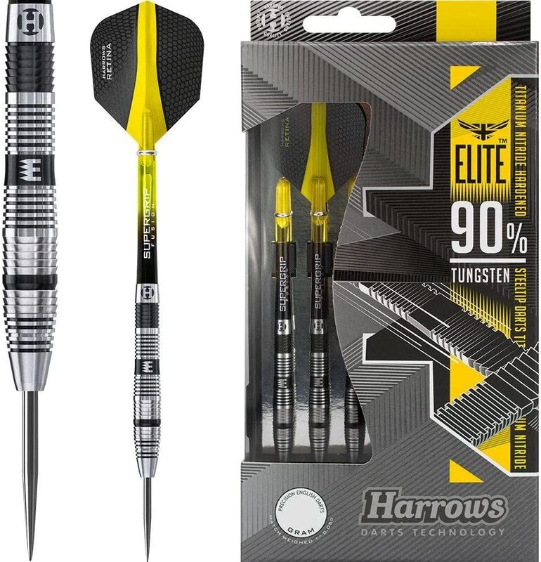

Harrows 3-Piece Elite Tungsten Steel Tip Darts, 21gm, Silver