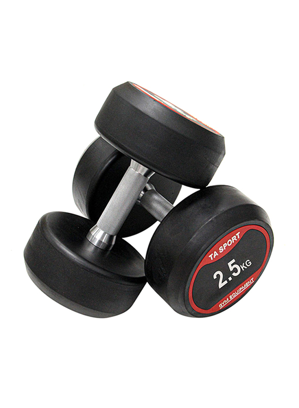 

TA Sport Round Rubber/Iron Dumbbells Set, 2 x 2.5KG, Chrome Silver