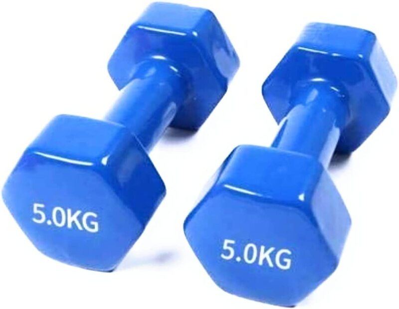 

Liveup Vinyl Dumbbell Classical Head, Ls2001, 2 x 5KG, Blue