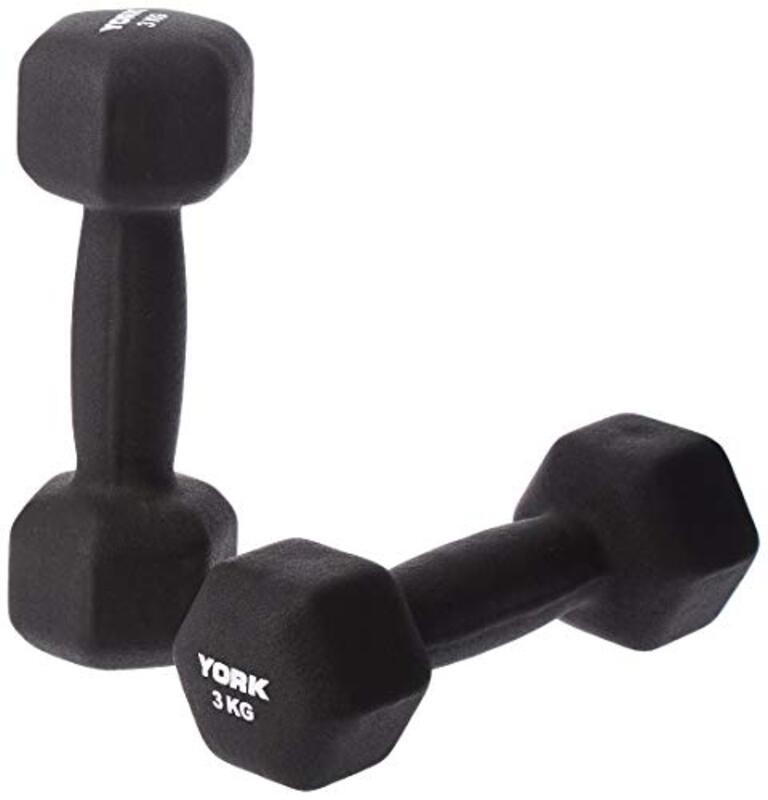 

York Fitness Neo Hex Dumbbells Set, 2 x 3kg, Black