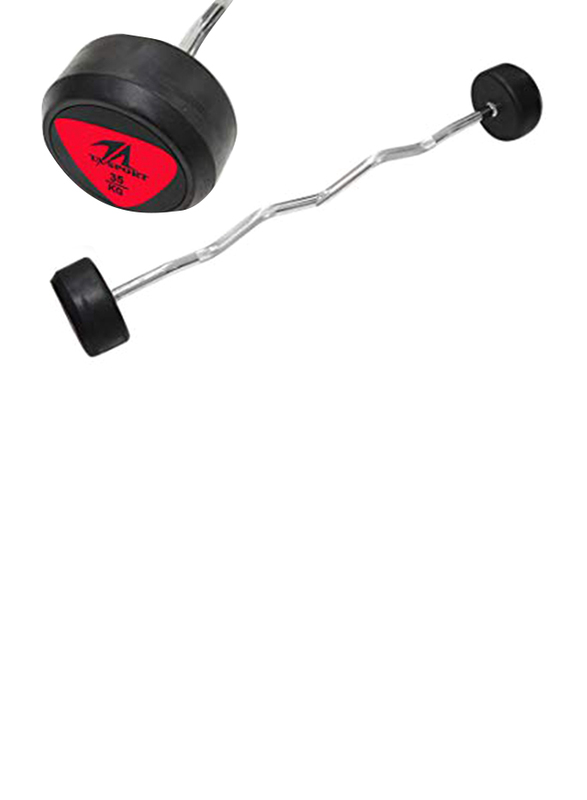 

Liveup TA Sports Rubber Coated Curl Barbell, Ls2033, 35KG, Silver/Black