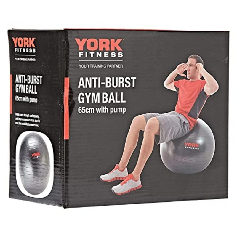 

York Fitness Anti-Burst Gym Ball with Pump, 65cm, Black