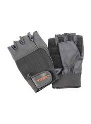 York Fitness Deluxe Workout Leather Gloves, YORK-60189-S, 32cm, Black