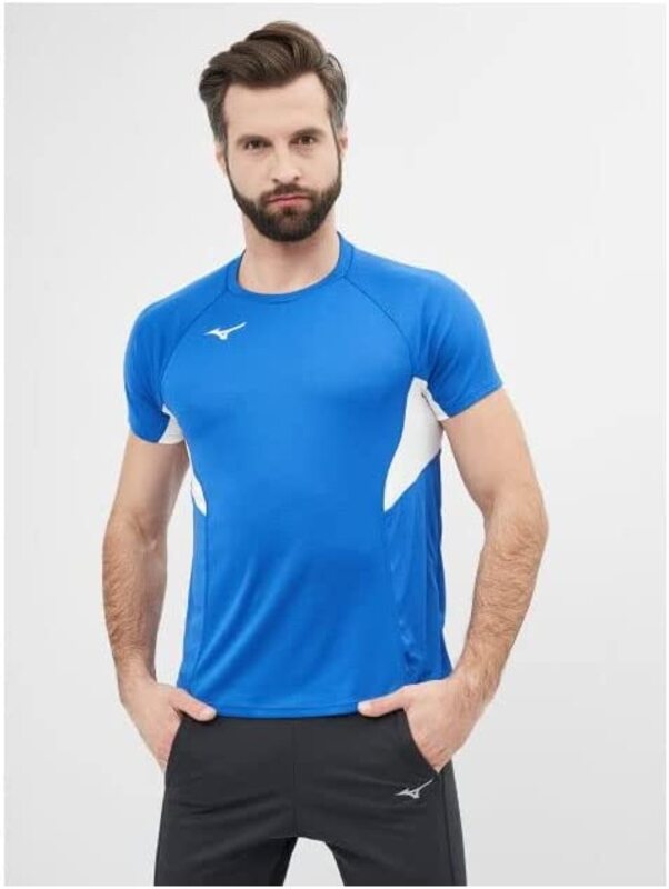

Mizuno Polyester Authentic T-Shirt for Men, L, Blue