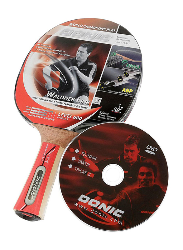 Donic Waldner 500 Table Tennis Bat, Red/Brown