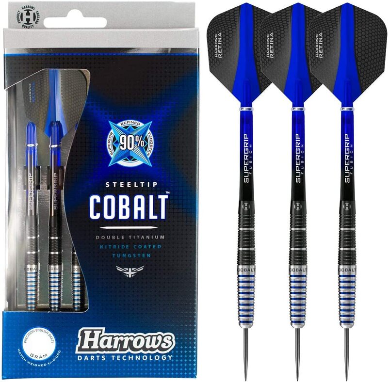 

Harrows 3-Piece Cobalt Tungsten Steel Tip Darts, 21gm, Blue/Black