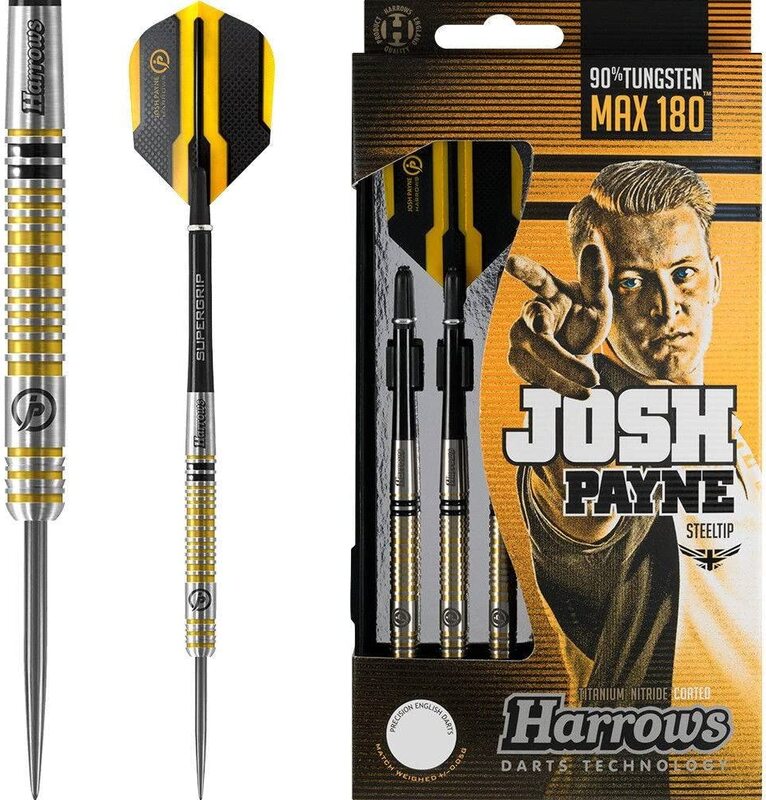 

Harrows 3-Piece Josh Payne Steel Tip Darts, 26gm, Gold