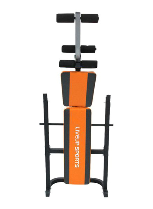 LiveUp LS1102 Fitness Weight Bench, Black/Orange