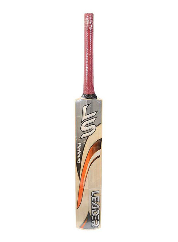 

LS Leader Platinum Genuine Willow Cricket Bat, Red/Beige/Grey