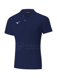 Mizuno Shizuoka Short Sleeve Polo Shirt for Men, Double Extra Large, Navy Blue