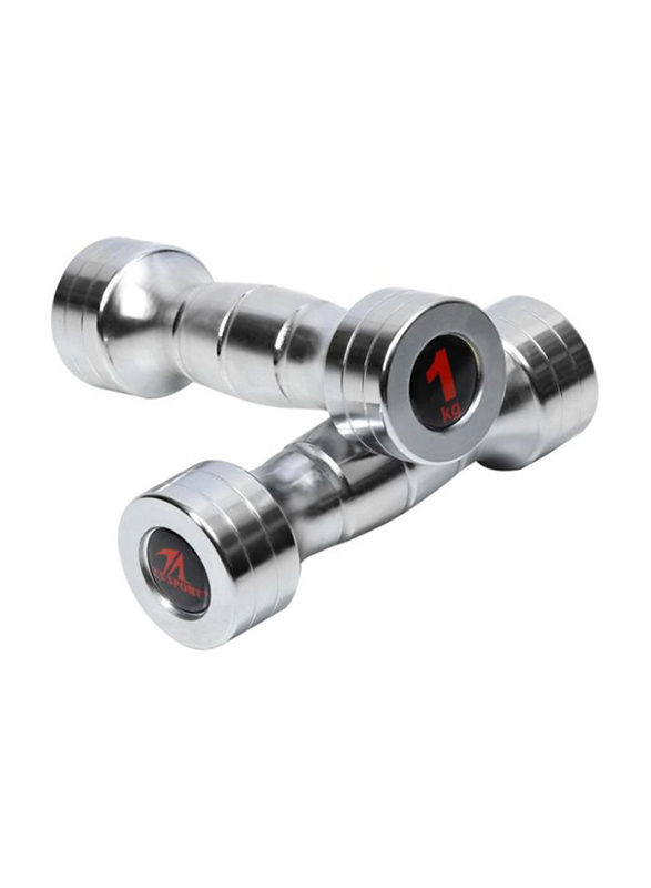 

TA Sport Metal Dumbbells Set, 2 x 1KG, Chrome Silver