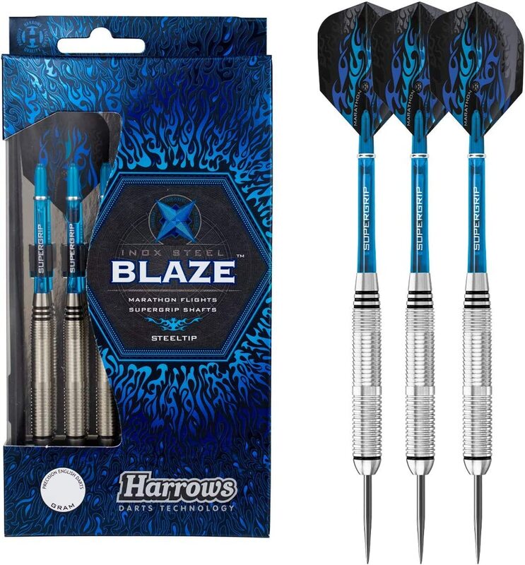 

Harrows 3-Piece Blaze Inox Steel Darts, 23gm, Blue/Silver