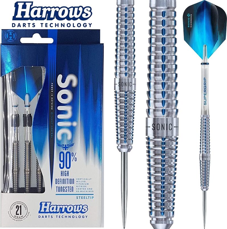 

Harrows 3-Piece Sonic Tungsten Steel Tip Darts, 21gm, Silver