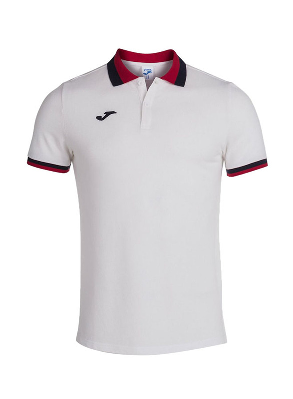 

Joma Confort II Cotton Short Sleeve Polo Shirt for Men, Medium, White