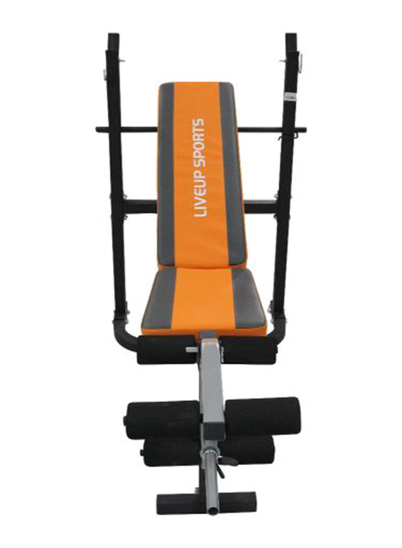 LiveUp LS1101 Fitness Weight Bench, Black/Orange