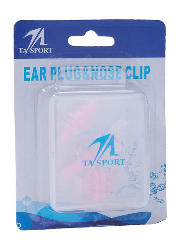 TA Sport Ear Plug & Nose Clip Set, 3-Pieces, Pink