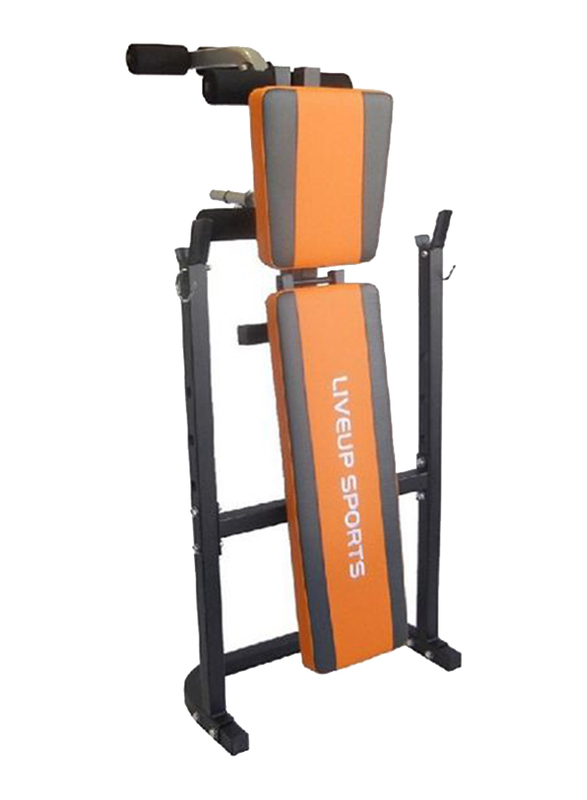LiveUp LS1102 Fitness Weight Bench, Black/Orange