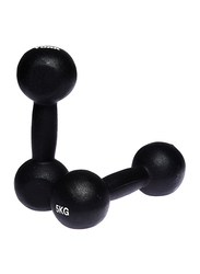 York Fitness Neoprene Dumbbells Set, 2 x 5KG, Black