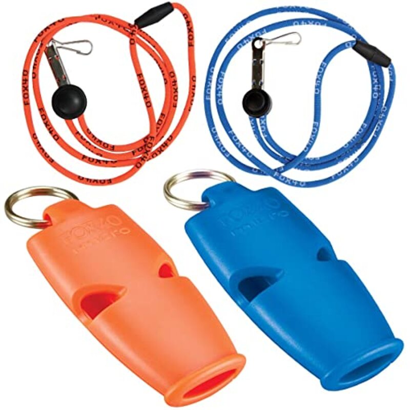 

Fox 40 Micro Safety with Linyard Whistle, 9512-2908, 2 Piece, Orange/Blue