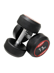 Round Rubber Dumbbell, 7.5Kg, Black