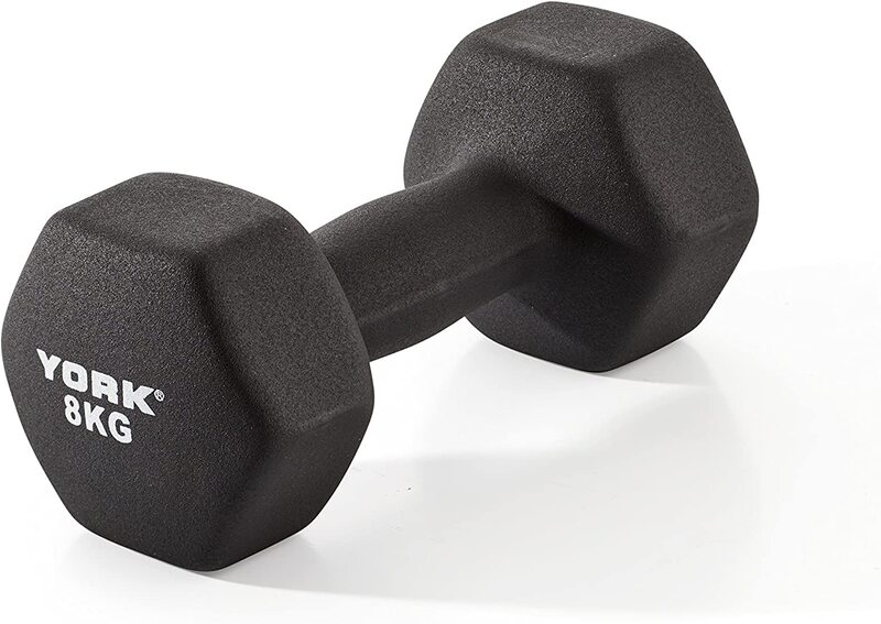 

York Fitness Single Neoprene Hex coating Dumbbell, 2 x 1KG, Black