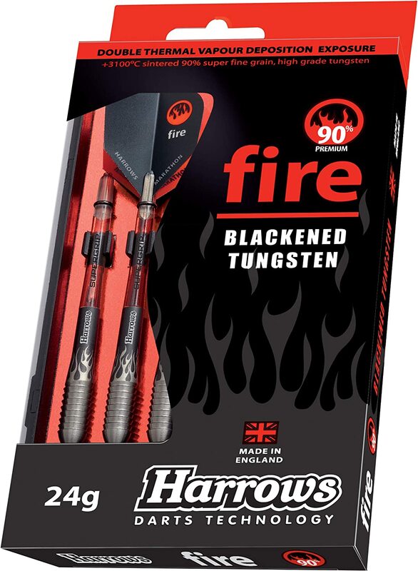 

Harrows 3-Piece Fire Blackened Tungsten Darts, 22gm, Black