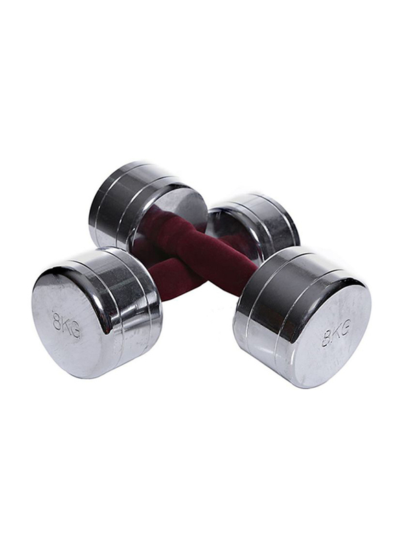 

TA Sport Set Of 2 Tufted Handle Dumbbells Set, 2 x 8KG, Red