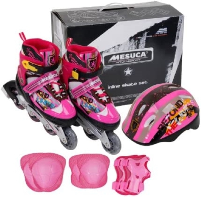 

Mesuca Adjustable Inline Roller Light Skate Set, 7 Pieces, Ages 6+