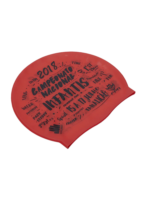 

TA Sport Printed Silicone Swimming Cap, Red/Black