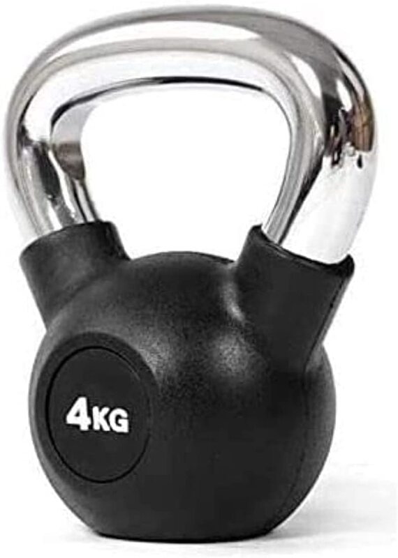 

TA Sport Chrome Hand Black Rubber Kettlebell, 4KG, Black