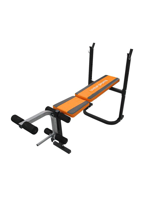 LiveUp LS1102 Fitness Weight Bench, Black/Orange